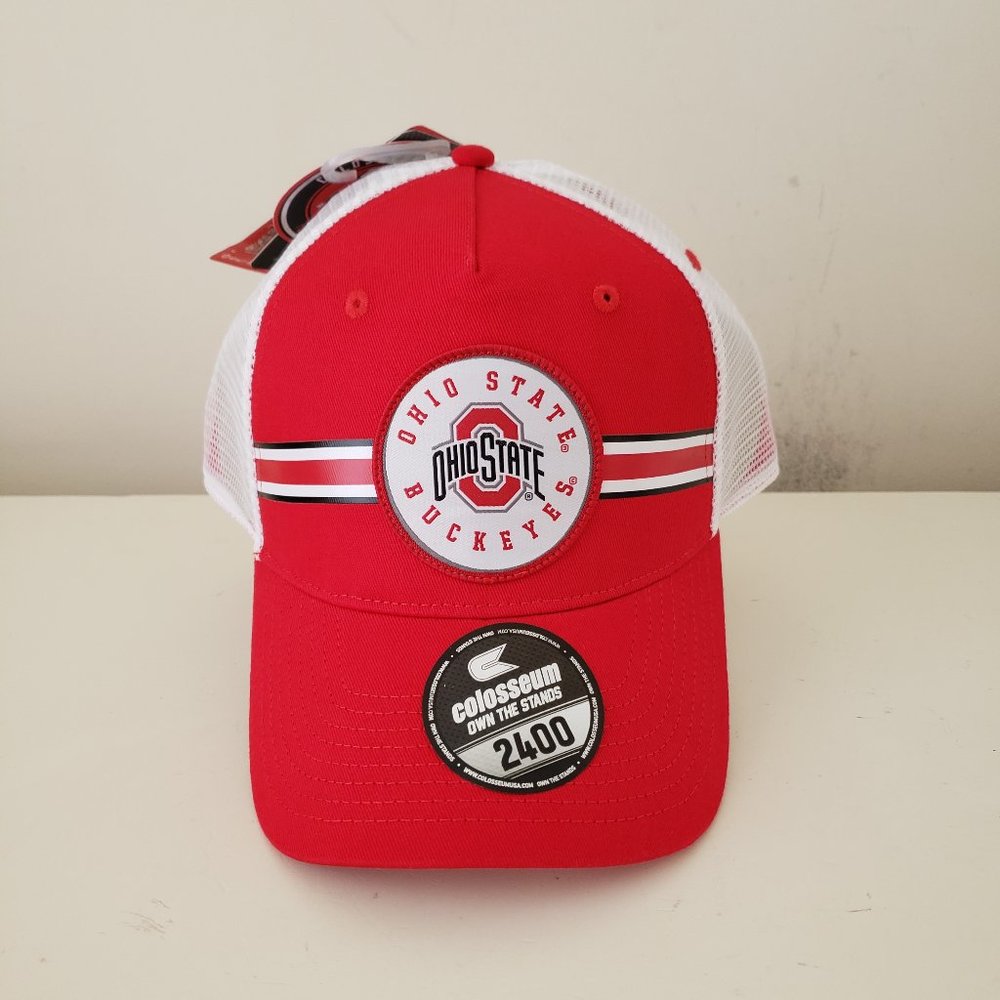 Ohio State Buckeyes Hat Cap Snap Back Red White Colosseum NCAA Mesh Patch NWT